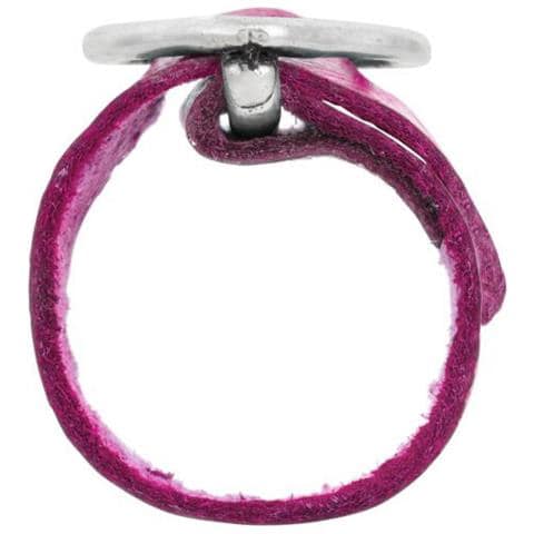 Anello In Pelle Fucsia - Fibbia A Cuore Placcata Argento 925 - Foto 2