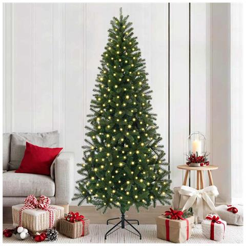 Albero di Natale artificiale con 300 LED Verde 210 cm PE e PVC - Foto 2