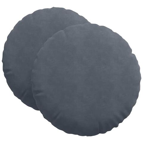 Cuscini per Seduta 2 pcs Grigio scuro Ø 40 x 13 cm Velluto - Foto 1