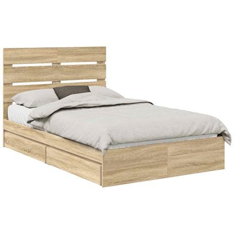 Letto con Contenitore con testiera Rovere Sonoma 135 x 190 cm - Foto 1