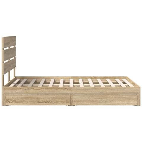Letto con Contenitore con testiera Rovere Sonoma 135 x 190 cm - Foto 9