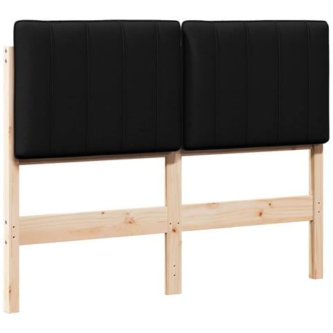 Testiera imbottita Marrone e Nero 120 cm Pino massello - Foto 1