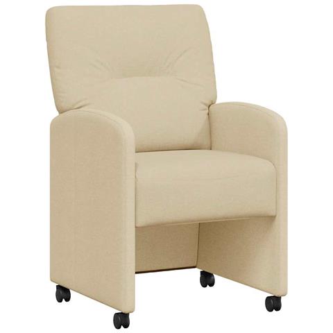 Sedie da Pranzo con Ruote 2 pcs Crema 57 x 67 x 95 cm Tessuto - Foto 1
