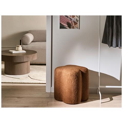 Pouf Mancos Bouclé Marrone Dorato - Foto 1