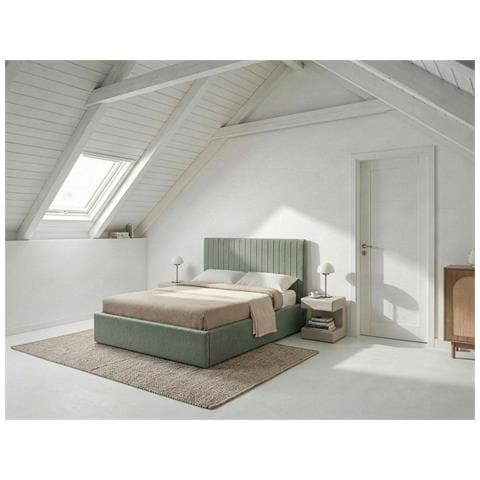 Letto Contenitore Bouclé Vion 140 X 200 Cm Verde - Foto 1