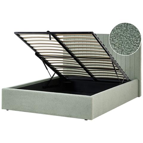 Letto Contenitore Bouclé Vion 140 X 200 Cm Verde - Foto 2
