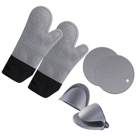 Set Da Cucina In Silicone Resistente Al Calore: Guanti Da Forno, Presine E Mini Guanti A Pinza - Foto 1