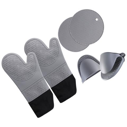 Set Da Cucina In Silicone Resistente Al Calore: Guanti Da Forno, Presine E Mini Guanti A Pinza - Foto 2