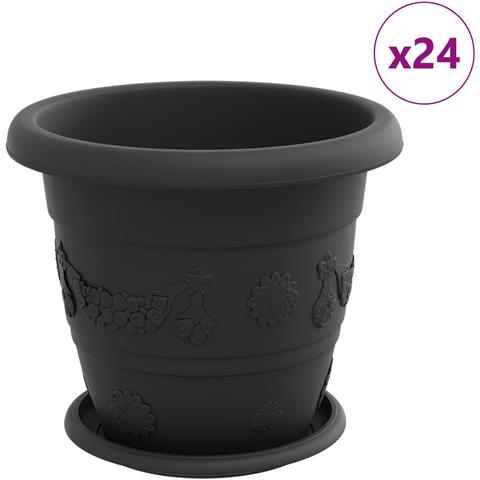 Vasi per Piante 24 pcs Nero Ø 26 x 21.5 cm Plastica - Foto 1