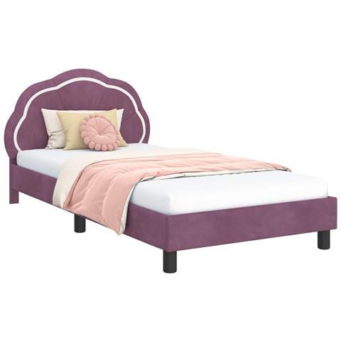 Struttura letto bambini con testata Viola 90 x 190 cm Velluto - Foto 1