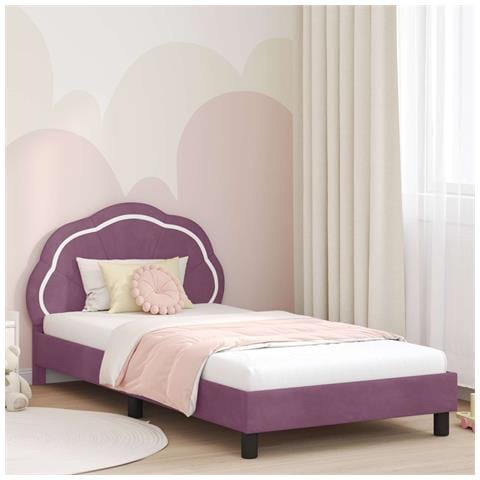 Struttura letto bambini con testata Viola 90 x 190 cm Velluto - Foto 2