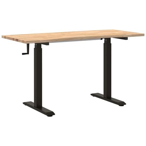 Scrivania Nero e naturale 140 x 60 cm Legno di Quercia Massello - Foto 1