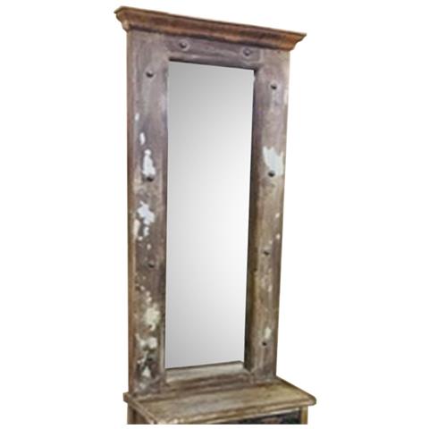 Mobile Da Ingresso Con Specchio In Legno Marrone 43x21x186h - Foto 2