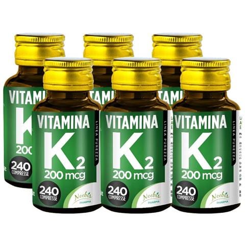 Vitamina K2 MK-7 200 mcg 240 Compresse - Menachinone-7 ad Alto Dosaggio - Ossa Normali e Coagulazione del Sangue (Confezione sestupla) - Foto 1