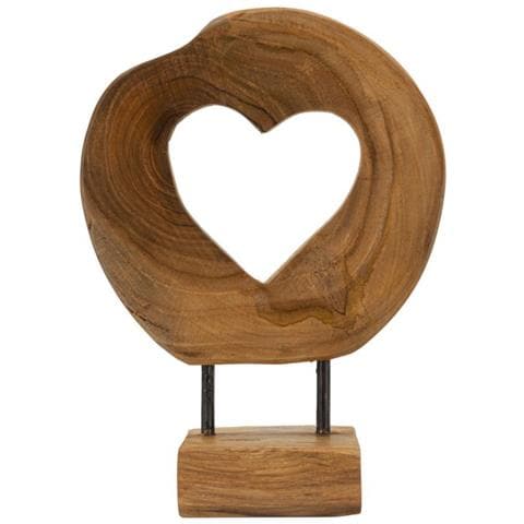 Scultura Hasi Cuore In Teak Riciclato Pezzo Unico Piccolo - Foto 1
