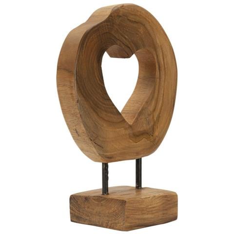 Scultura Hasi Cuore In Teak Riciclato Pezzo Unico Piccolo - Foto 2