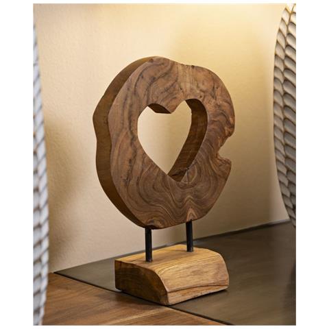 Scultura Hasi Cuore In Teak Riciclato Pezzo Unico Piccolo - Foto 8