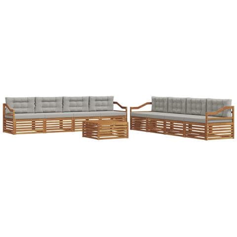 Set di divani da esterno 9 pcs Grigio Naturale e Chiaro - Foto 1