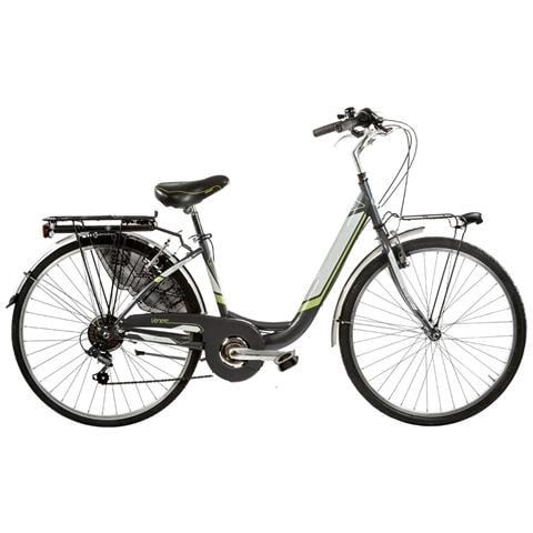Bici Da Donna Misura 28 Bicicletta Linea Venere Lusso City Bike Con Cambio 6v Completa Di Accessori Con Luci A Led - 43 Titanio Verde Lime - Foto 1