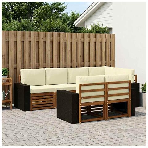 Set divano sezionale con cuscino 7 pcs Naturale e Crema - Foto 2