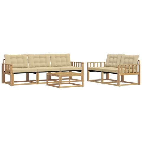 Set di divani da esterno 6 pcs Bianco e Beige 79 x 79 x 37 cm - Foto 1
