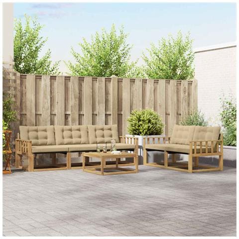 Set di divani da esterno 6 pcs Bianco e Beige 79 x 79 x 37 cm - Foto 2