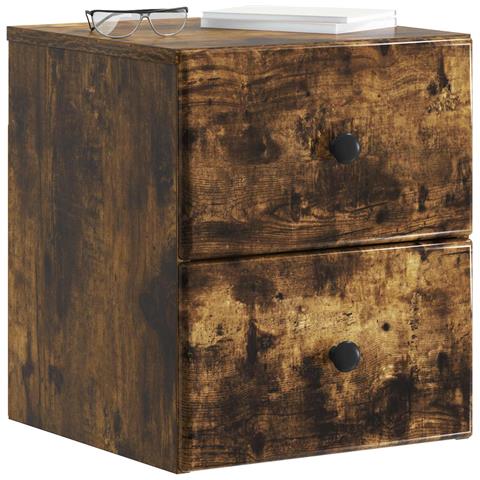 Mobiletto da notte a muro 2 pcs Rovere Fumo 34,5 x 33 x 40 cm - Foto 2