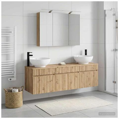 Set di Armadi da Bagno 4 pcs Rovere Artigianale - Foto 2