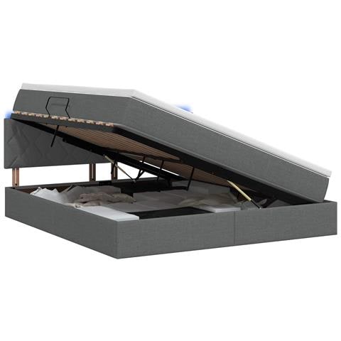 Letto con contenitore LED e materasso Grigio Scuro 140 x 200 cm - Foto 1