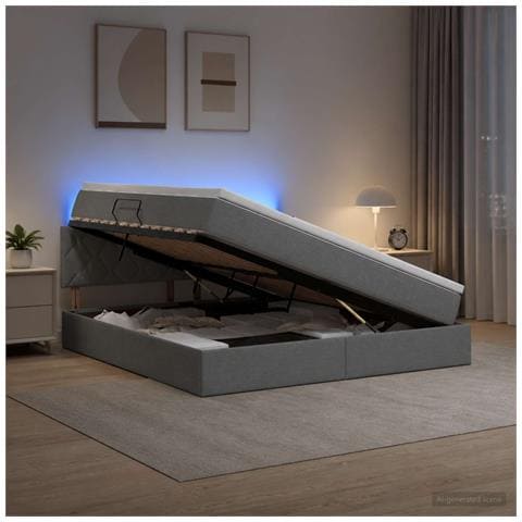 Letto con contenitore LED e materasso Grigio Scuro 140 x 200 cm - Foto 2