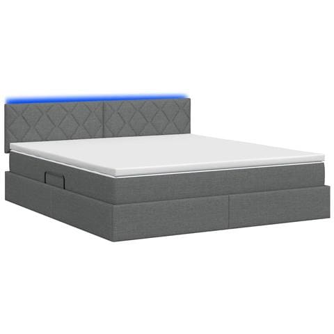 Letto con contenitore LED e materasso Grigio Scuro 140 x 200 cm - Foto 9