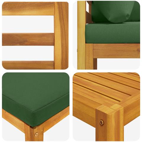 Set di divani 8 pz Naturale Legno di Acacia Massello - Foto 2