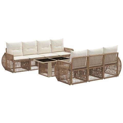 Set Divano da Giardino 8 pz Beige e Bianco Crema polyrattan - Foto 1