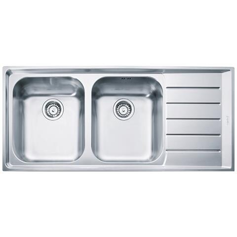 Lavello NEX221 DX 2 Vasche Gocciolatoio a Destra Dimensioni 116 x 51 cm Colore Inox Satinato Serie Neptune Filotop - Foto 4