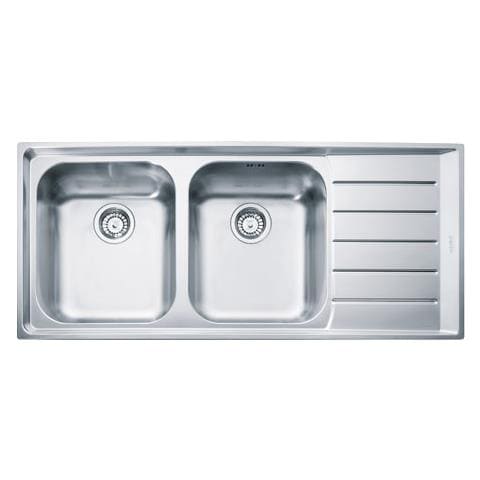 Lavello NEX221 DX 2 Vasche Gocciolatoio a Destra Dimensioni 116 x 51 cm Colore Inox Satinato Serie Neptune Filotop - Foto 1