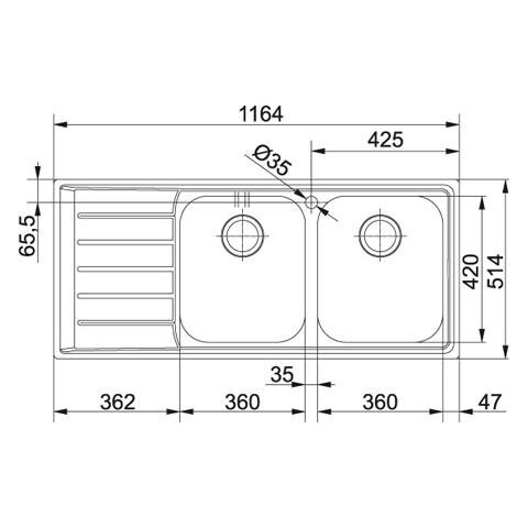 Lavello NEX221 DX 2 Vasche Gocciolatoio a Destra Dimensioni 116 x 51 cm Colore Inox Satinato Serie Neptune Filotop - Foto 2