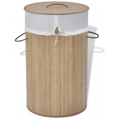Cesto Biancheria In Bamboo Rotondo Naturale - Foto 1