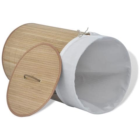 Cesto Biancheria In Bamboo Rotondo Naturale - Foto 8