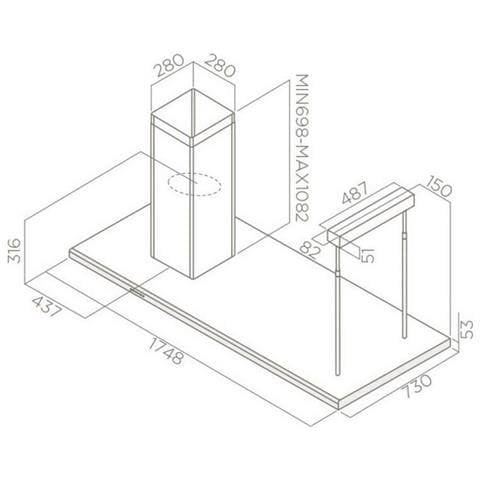 Cappa Moon Island IX / F / 180 ad Isola da 180 cm Filtrante Colore Acciaio Inox - Foto 4
