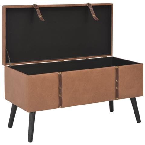Sgabelli Con Contenitore 3 Pz In Similpelle Marrone - Foto 2