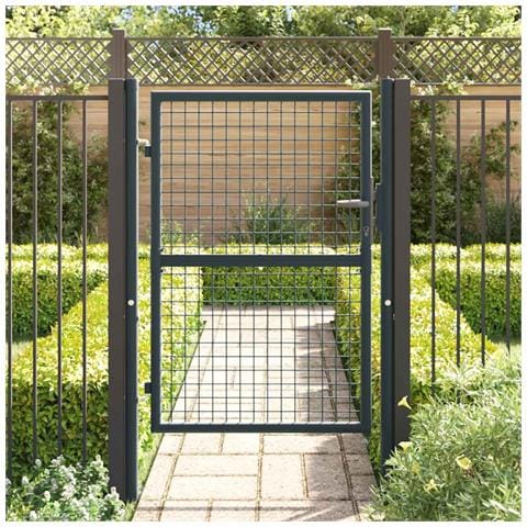 Cancello Da Giardino In Acciaio Zincato 100x175 Cm Grigio - Foto 2