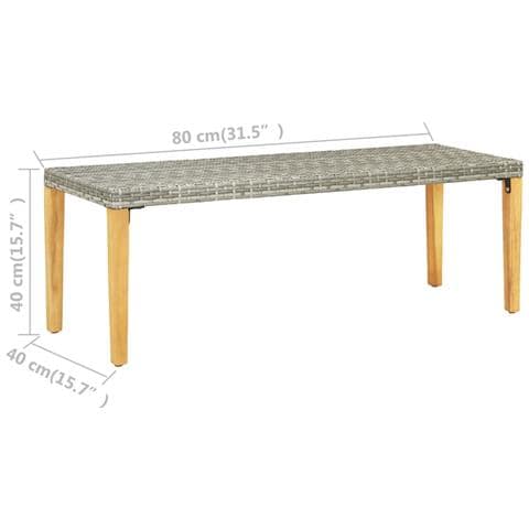 Panca da Giardino 80 cm in Polyrattan Grigio - Foto 2