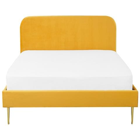 Letto In Velluto Giallo 140 X 200 Cm Flayat - Foto 17