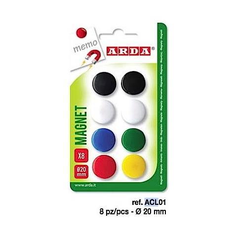 Conf. 8 Bottoni Magnetici Con Copertura In Plastica D. 20 Mm Colori Assortiti - Foto 1