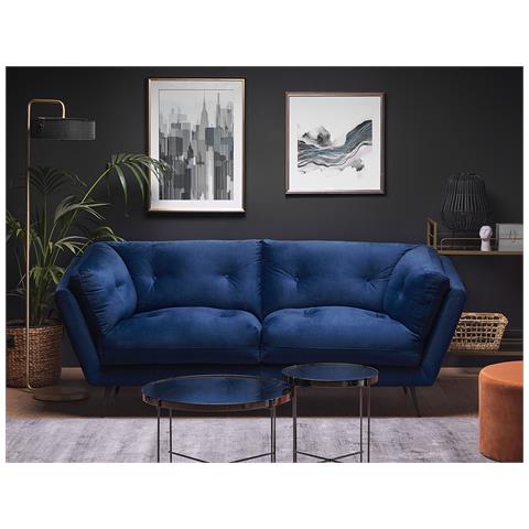 Divano A 3 Posti In Velluto Blu Navy Lenvik - Foto 16