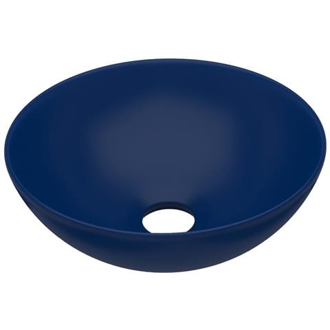 Lavandino da Bagno in Ceramica Blu Scuro Rotondo - Foto 1