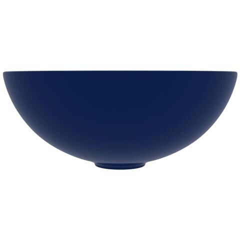 Lavandino da Bagno in Ceramica Blu Scuro Rotondo - Foto 2