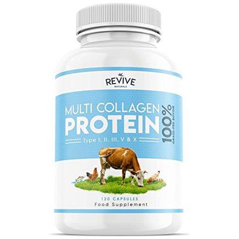 Multi Proteina Collagene Capsule - 5 Tipi Di Cibo Di Provenienza Collagene Idrolizzato Peptidi - Erba Fed Bovini Selvatici Catturati Marine Pollo Ruspante Fatto Di Acido Ialuronico E Vitamina C 120 Caps - Foto 1