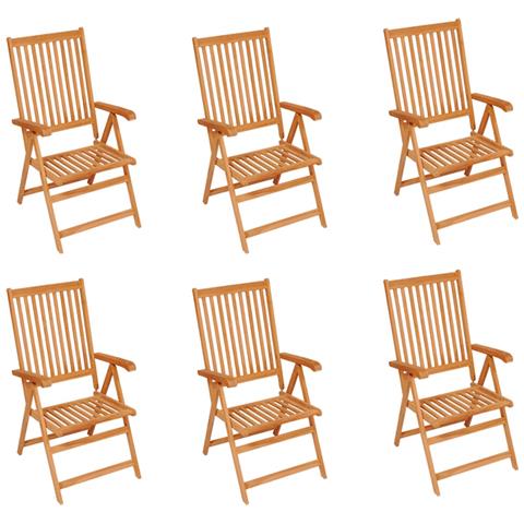 Sedie da Giardino 6 pz e Cuscini Verde Brillante Massello Teak - Foto 2