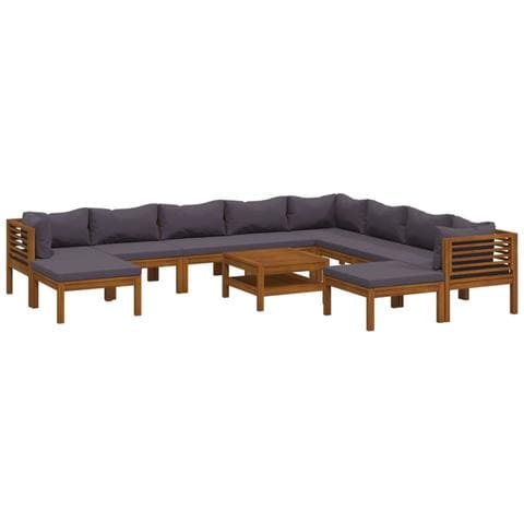 Set Divani Da Giardino 11 Pz Con Cuscini In Massello Di Acacia - Foto 1
